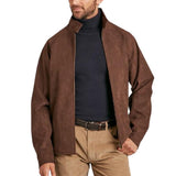 Men's Retro Fashion Stand Collar Zipper Suede Jacket 49538006K