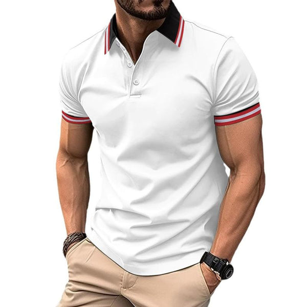 Men's Colorblock Lapel Short Sleeve Polo Shirt 49241558Z