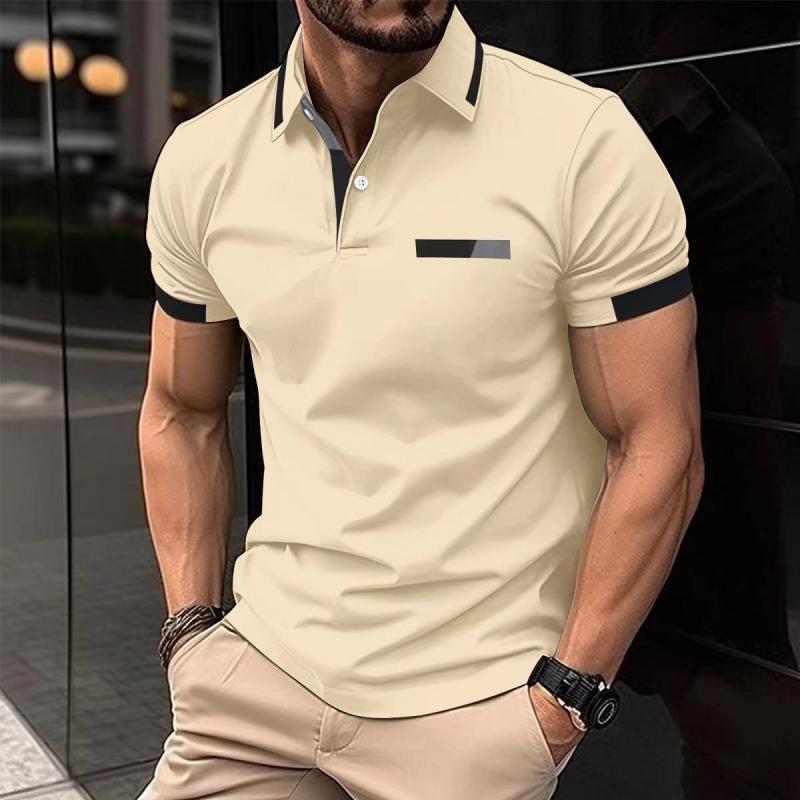 Men's Color Block Short Sleeve Casual Polo Shirt 60121197Z