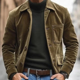 Men's Casual Suede Lapel Multi-Pocket Loose Cargo Jacket 13946994M