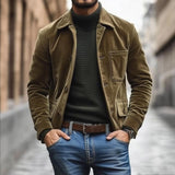 Men's Casual Suede Lapel Multi-Pocket Loose Cargo Jacket 13946994M