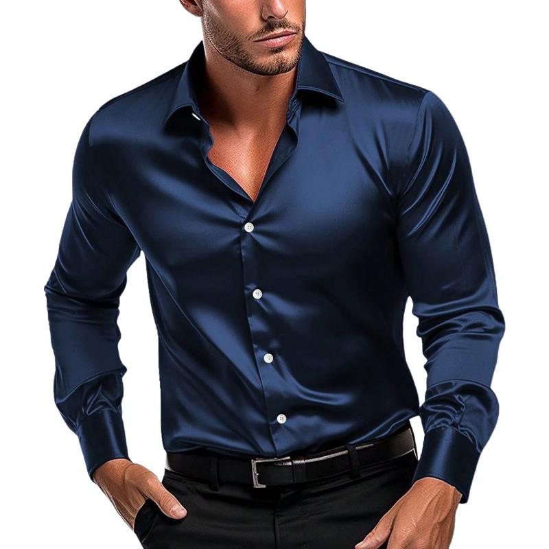 Men's Vintage Sapphire Blue Long Sleeve Shirt 04012168U