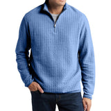 Men's Casual Solid Color Plaid Jacquard Loose Pullover Sweatshirt 13054110M