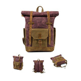 Men's Vintage Contrast Waterproof Canvas Multi-Pocket Backpack 05291124Y