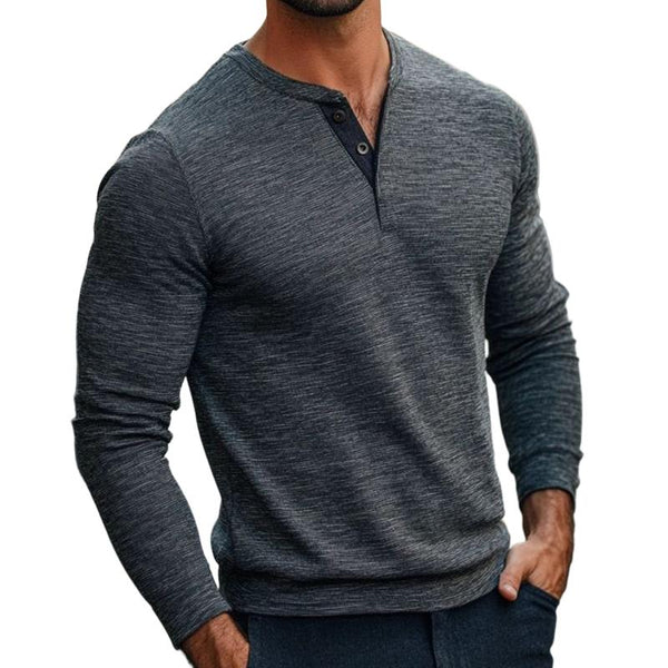 Men's Vintage Casual Henley Collar Striped Long Sleeve T-Shirt 23550541TO