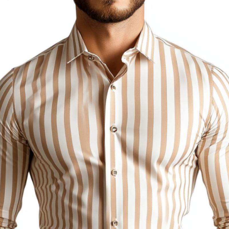 Men's Classic Vertical Striped Long Sleeve Shirt 78332718K