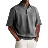 Men's Solid Loose Lapel Short Sleeve Polo Shirt 82336981Z