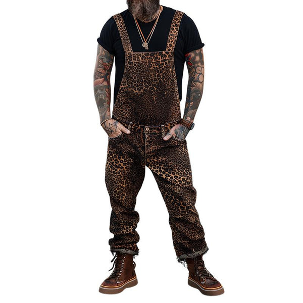 Men's Retro Casual Leopard Print Overalls 06586378TO