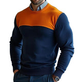 Men's Retro Casual Simple Colorblock Crew Neck Sweater 59499352TO