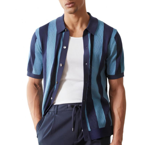 Men's Striped Knit Short Sleeve Polo Shirt 67849615Y