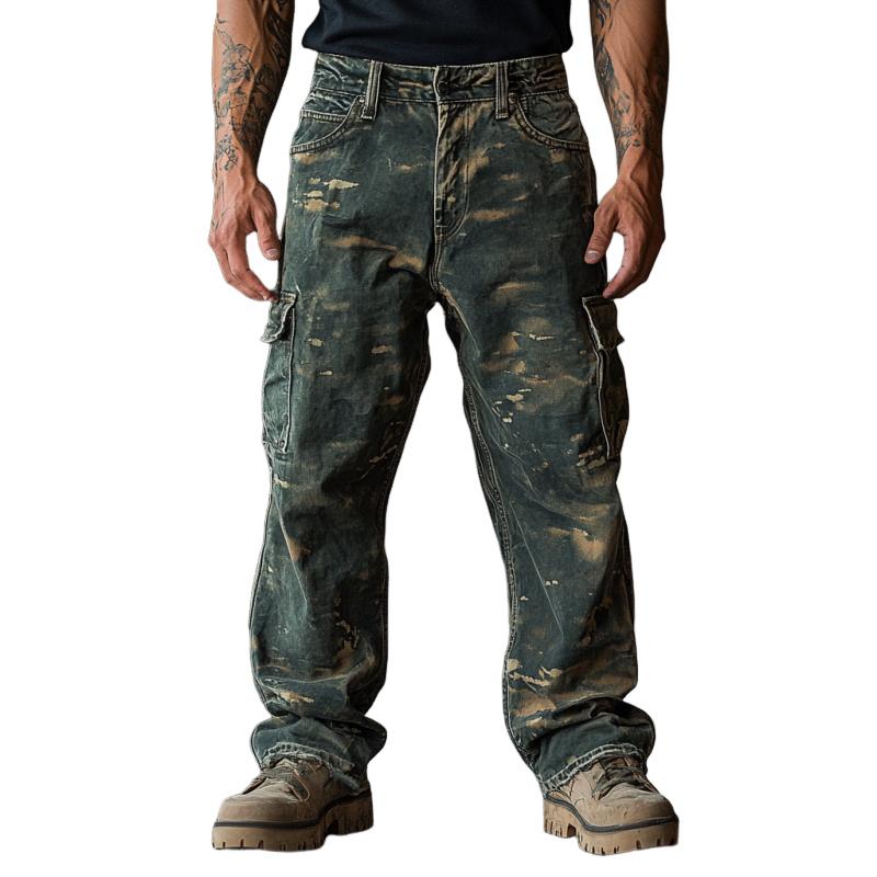 Men's Vintage Camouflage Print Cargo Jeans 74066524Y