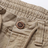 Men's Casual Outdoor Multi-Pocket Cotton Elastic Waist Work Pants 26750009M