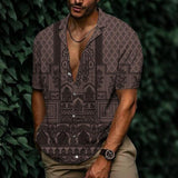 Men's Cuban Collar Hawaiian Print Short Sleeve Shirt 29411342Z