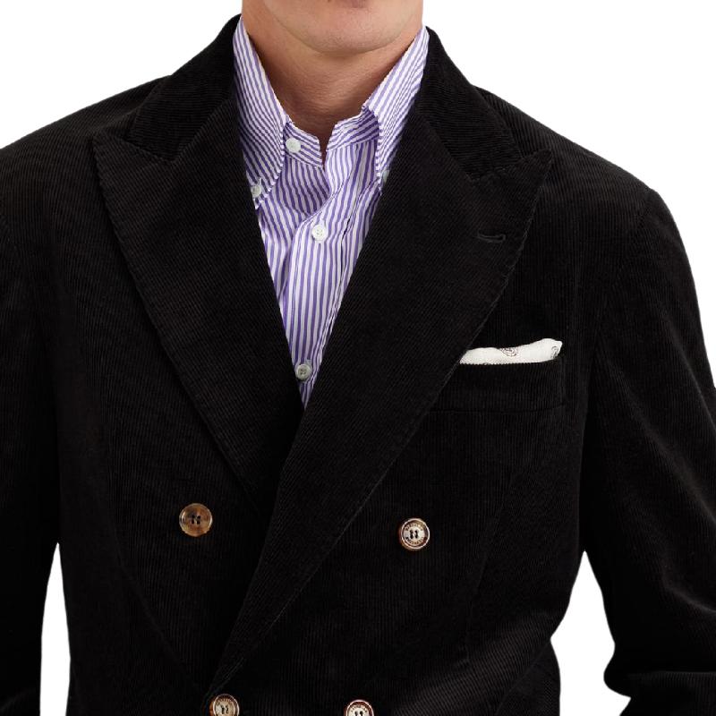 Men's Fitted Classic Corduroy Double-breasted Blazer 47854388F