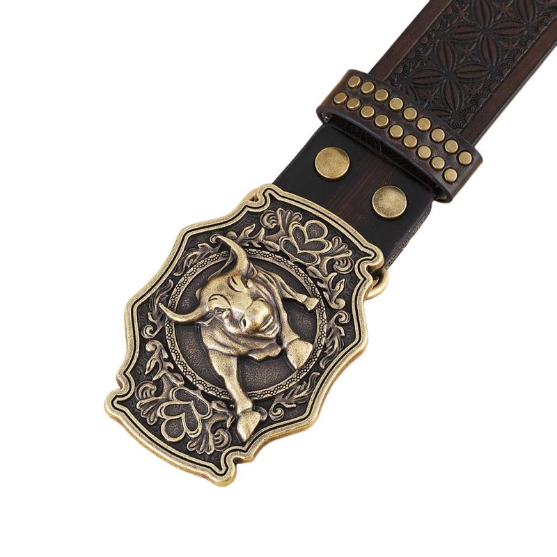 Men's Vintage Western Cowboy Carved Punk Leather Belt 03004753K