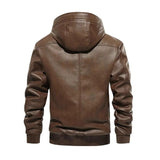 Men's Vintage Fleece Warm Zip Hooded Leather Jacket 64439180M