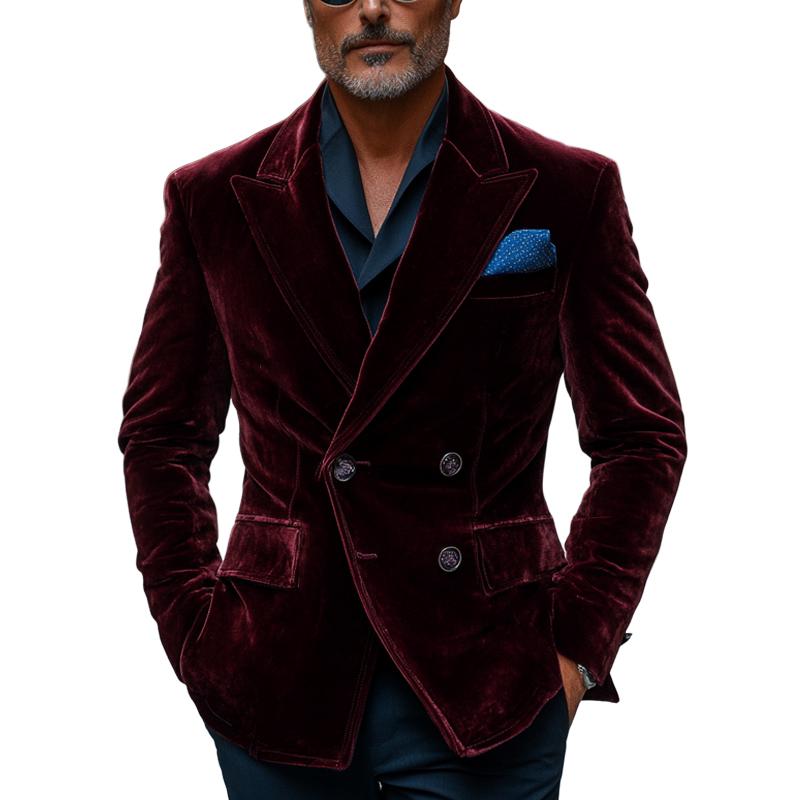 Men's Vintage Crimson Velvet Blazer 29097175U