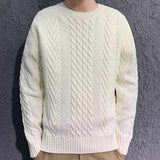 Men's Solid Loose Round Neck Long Sleeve Casual Sweater 00518258Z