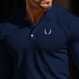 Men's Solid Lapel Long Sleeve Casual Polo Shirt 78826928Z