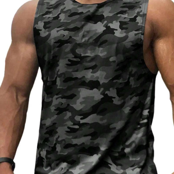 Men's Casual Camouflage Round Neck Tank Top 41361884TO
