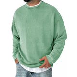 Men's Casual Solid Color Round Neck Loose Long Sleeve Sweatshirt 19533145M