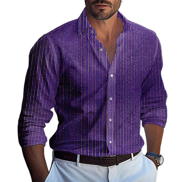 Men's Gradient Lapel Long Sleeve Shirt 63820524X