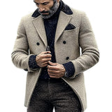 Men's Tweed Notched Lapel Mid-length Coat 57778494U