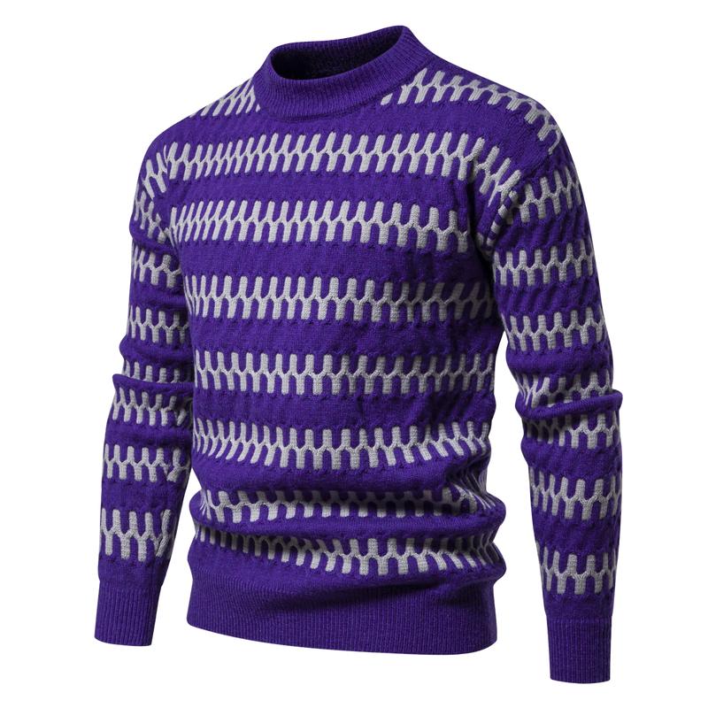 Men's Warm Pullover Striped Knitted Sweater 06249609F