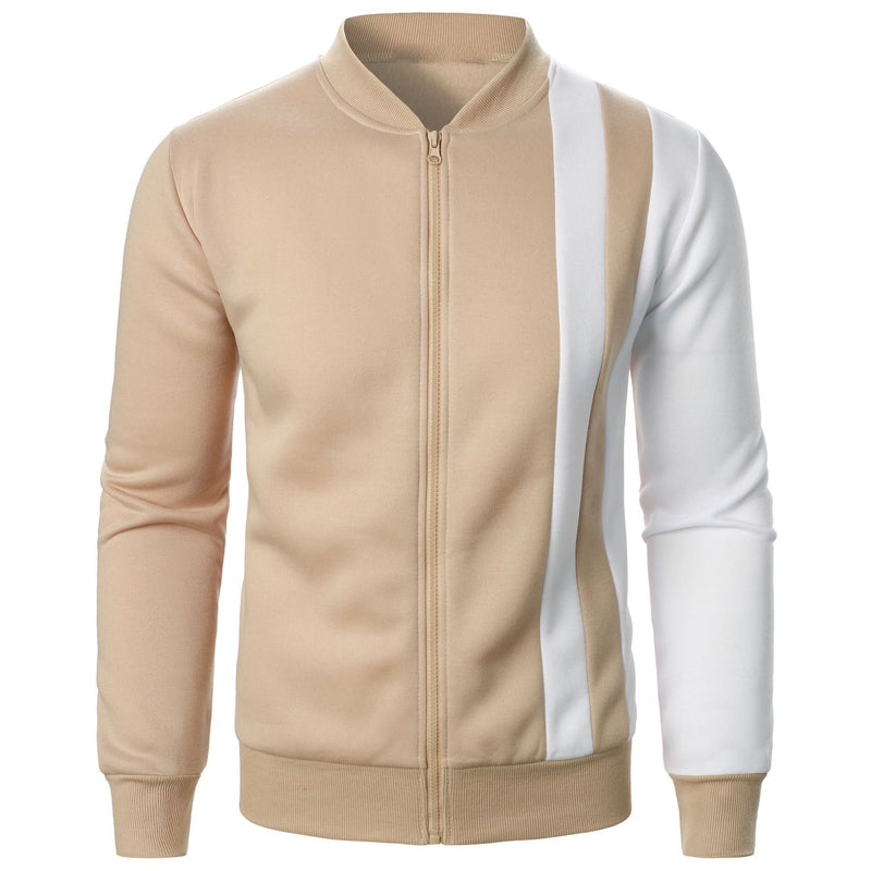 Men's Casual Stand Collar Colorblock Zipper Sweatshirt 14446022TO