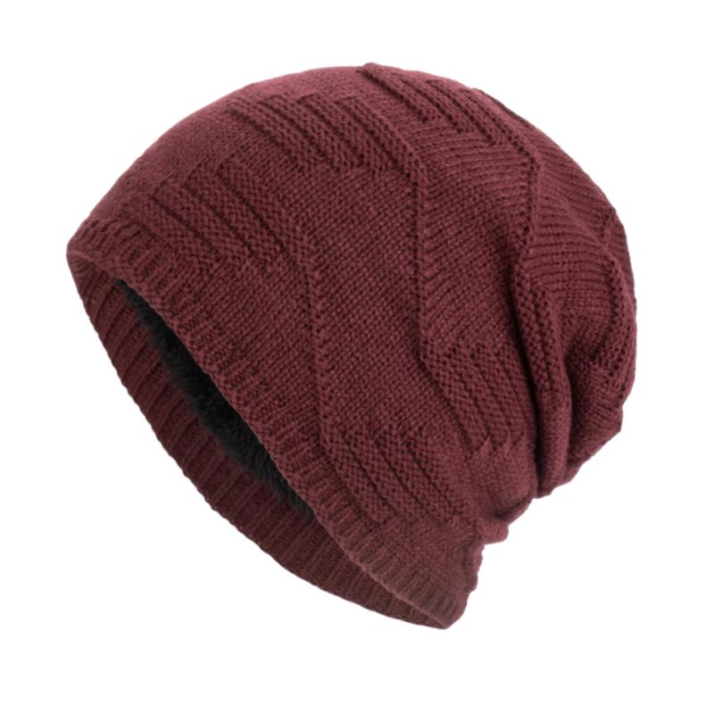 Men's Vintage Plush Lined Warm Knitted Hat 44555393Y