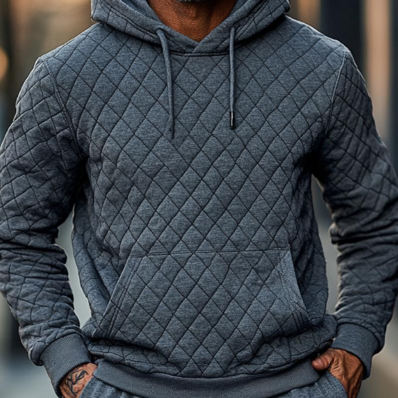 Men's Classic Quilted Embossed Padded Hoodie 99214711F