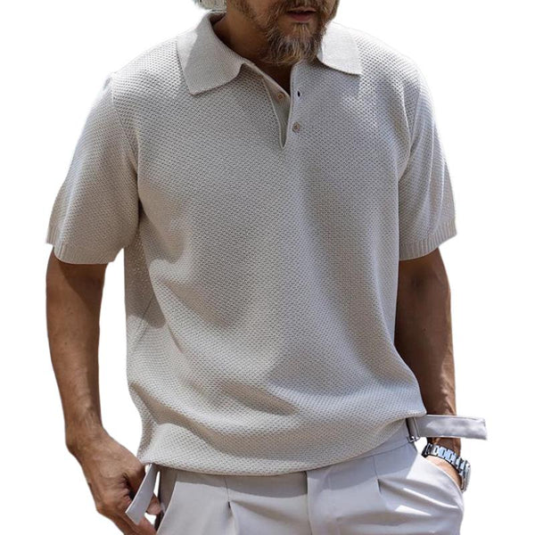 Men's Loose Lapel Solid Color Short-Sleeved Polo Shirt 74134770Y