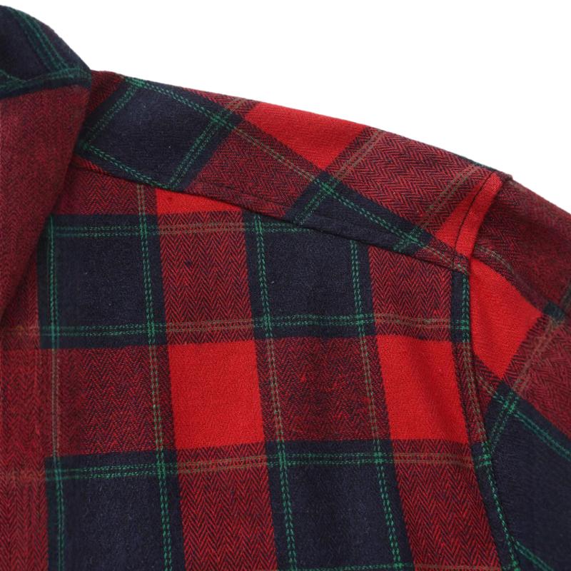 Men's Vintage Casual Flannel Plaid Lapel Long Sleeve Shirt 03894073TO