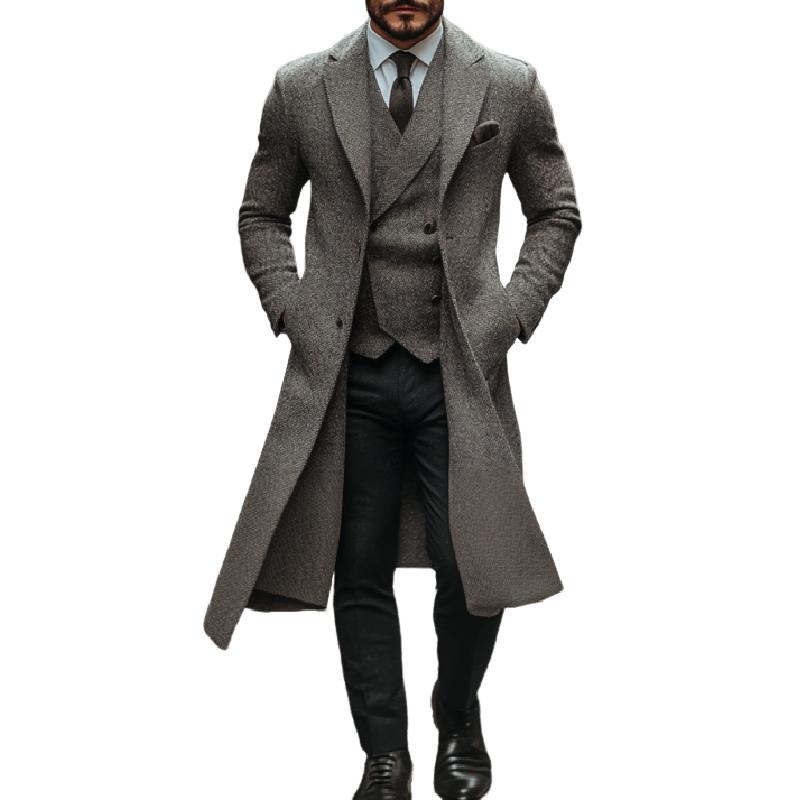 Men's Retro Classic Slim Knee-Length Wool Coat 41531679K