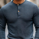 Men's Casual Striped Henley Collar Slim Fit Long Sleeve T-Shirt 30215428M