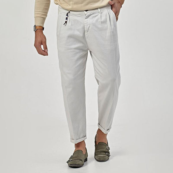 Men's Solid Straight Cotton Blend Casual Trousers 00477779Z
