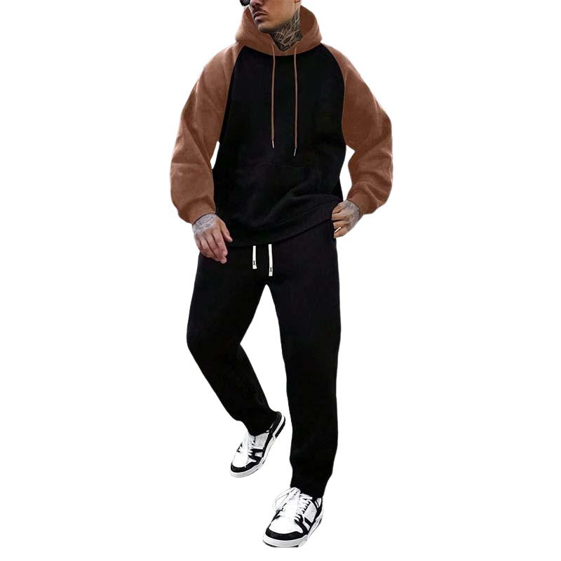 Men's Casual Hooded Long Sleeve Sweatshirt and Sweatpants Set 95487531K