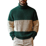 Men's Fashion Colorblock Patchwork Turtleneck Warm Knitted Sweater 25444707M