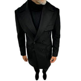 Men's Fashion Solid Color Lapel Double Breasted Mid-length Coat 35479637Z