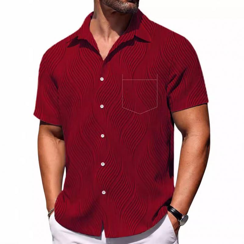 Camisa casual casual de manga corta y botonadura sencilla con solapa lisa para hombre 72288474Z