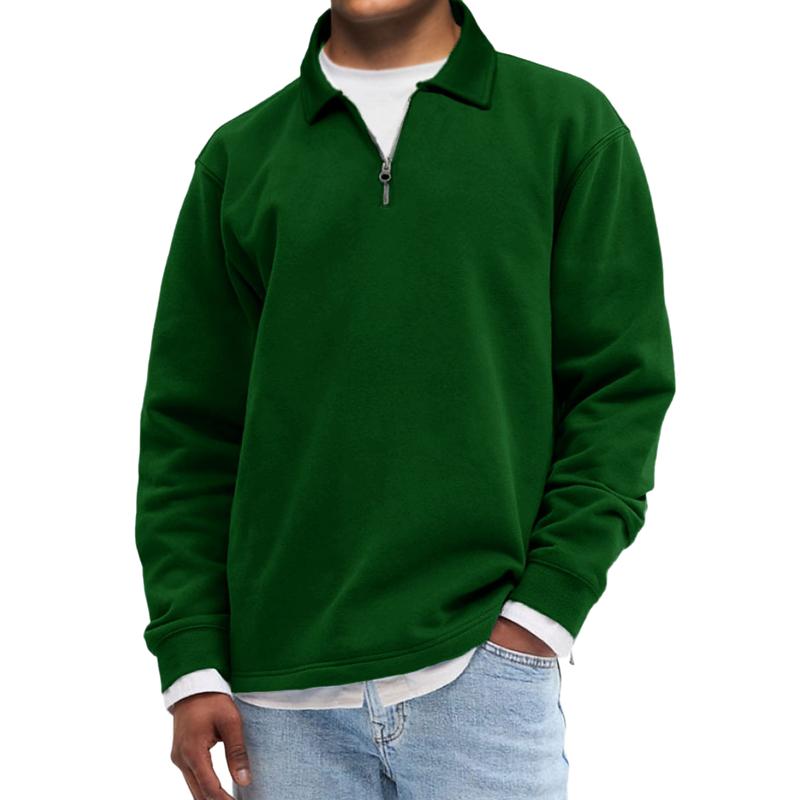 Men's Casual Half Zip Cotton Blended Loose Pullover Sweatshirt 05397432M