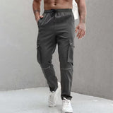 Men's Solid Multi-pocket Zipper Elastic Waist Cargo Pants 83519724Z