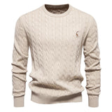 Men's Deer Embroidery Solid Color Crew Neck Sweater 48611583Y