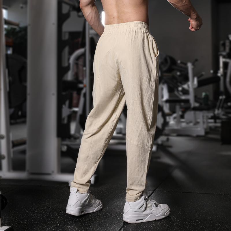 Men's Solid Color Loose Cotton And Linen Breathable Casual Pants 18684669Z