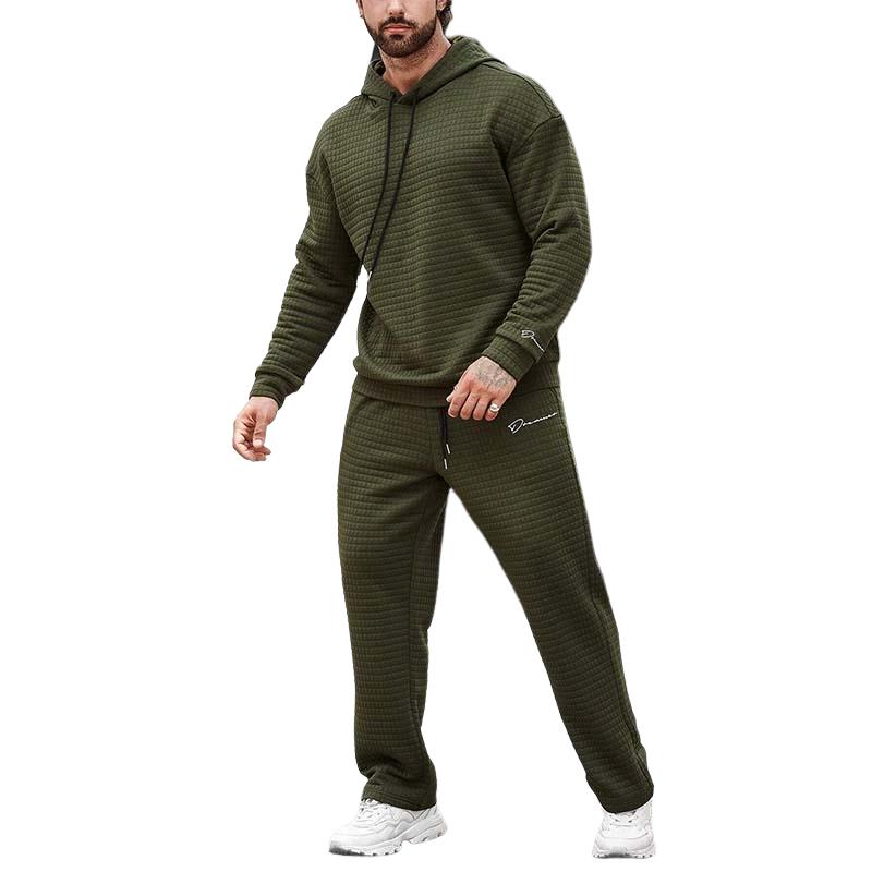 Men's Casual Hooded Long Sleeve Sweatshirt and Sweatpants Set 95487531K