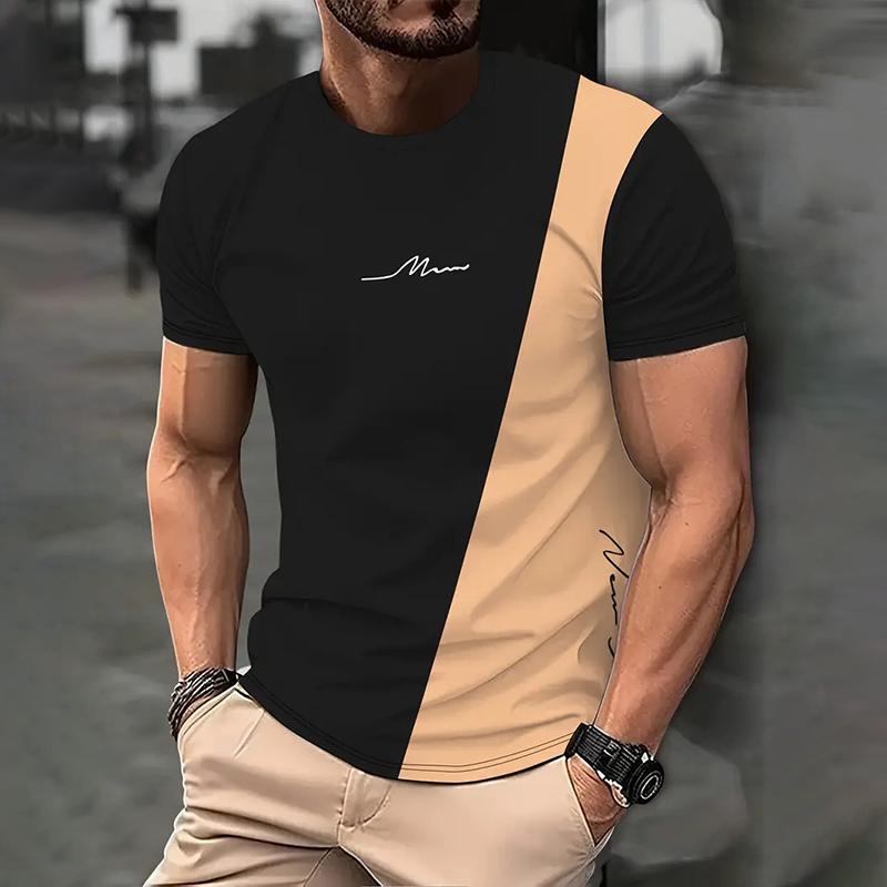 Men's Colorblock Round Neck Short Sleeve T-shirt 95103209Z