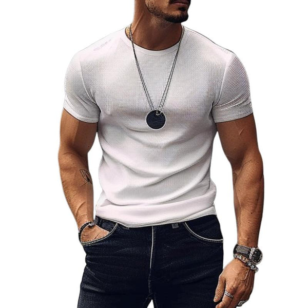 Men's Casual Street Waffle Round Neck Short Sleeve T-Shirt 27323451TO