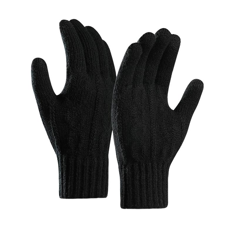 Vintage Men's Solid Color Thick Knitted Gloves 53677647TO