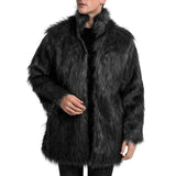 Men's Classic Stand Collar Faux Fur Coat 59589385F