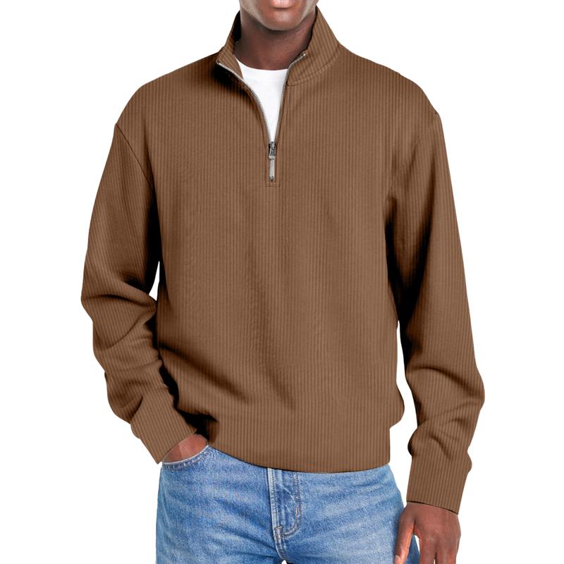 Men's Casual Half Zip Stand Collar Loose Pullover Sweatshirt 86549519M